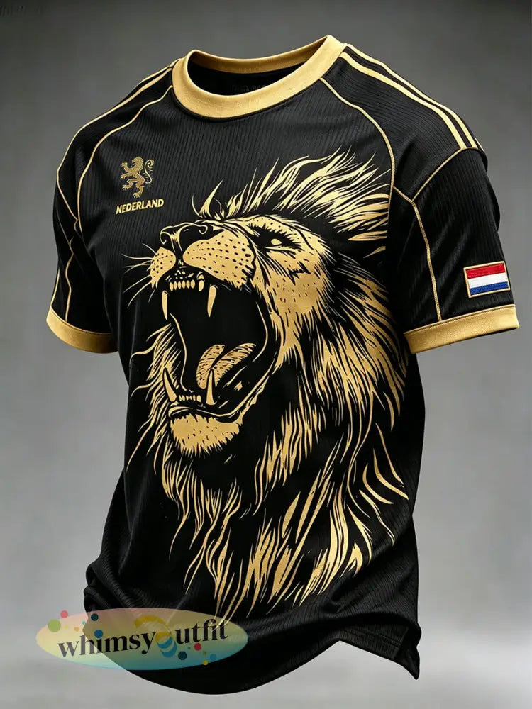 Heren T-shirt met leeuwenprint casual - A / S