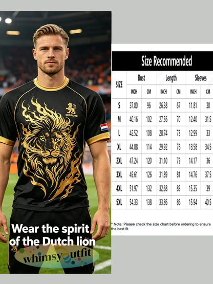 Heren T-shirt met leeuwenprint en raglanmouwen
