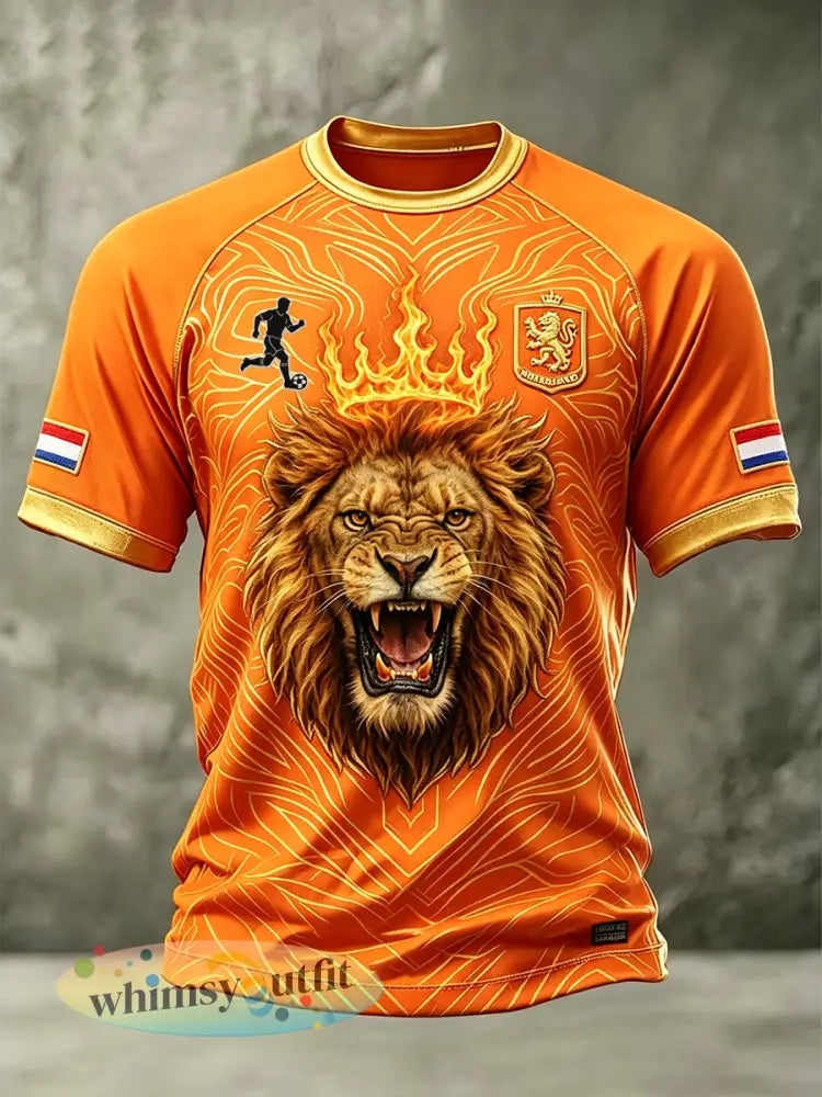 Heren T-shirt met leeuwenprint en raglanmouwen - A / S
