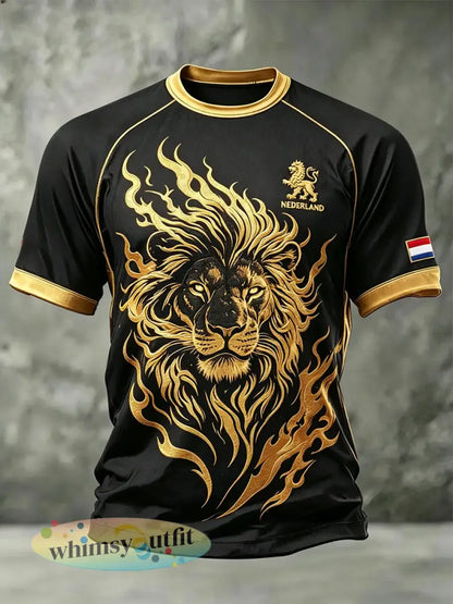 Heren T-shirt met leeuwenprint en raglanmouwen - A / S