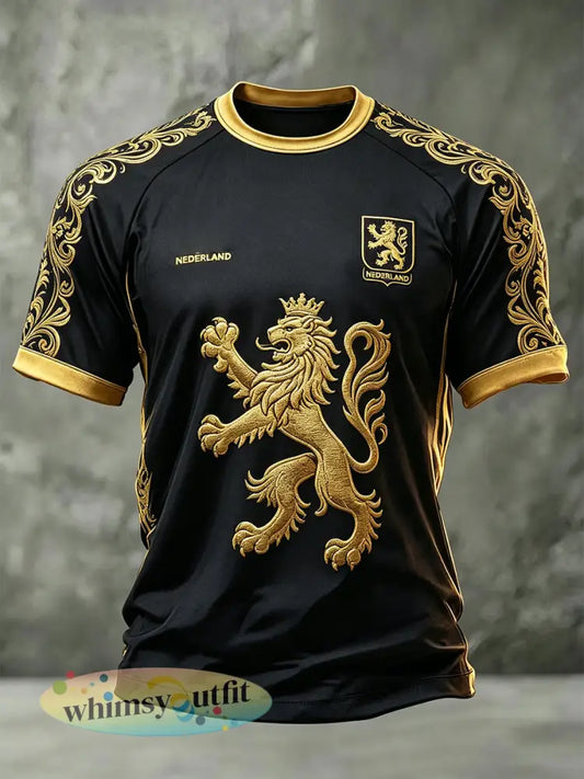 Heren T-shirt met leeuwenprint en raglanmouwen - A / S