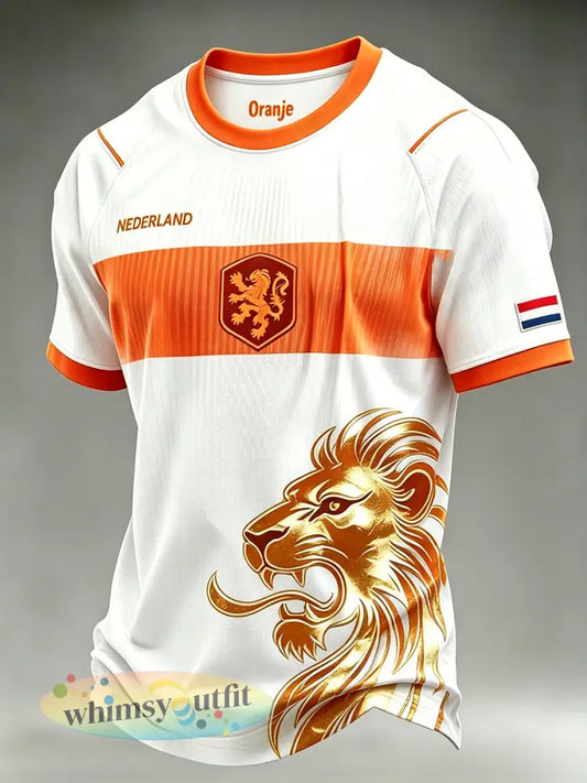 Heren T-shirt met leeuwenprint en raglanmouwen voor voetbal - A / S