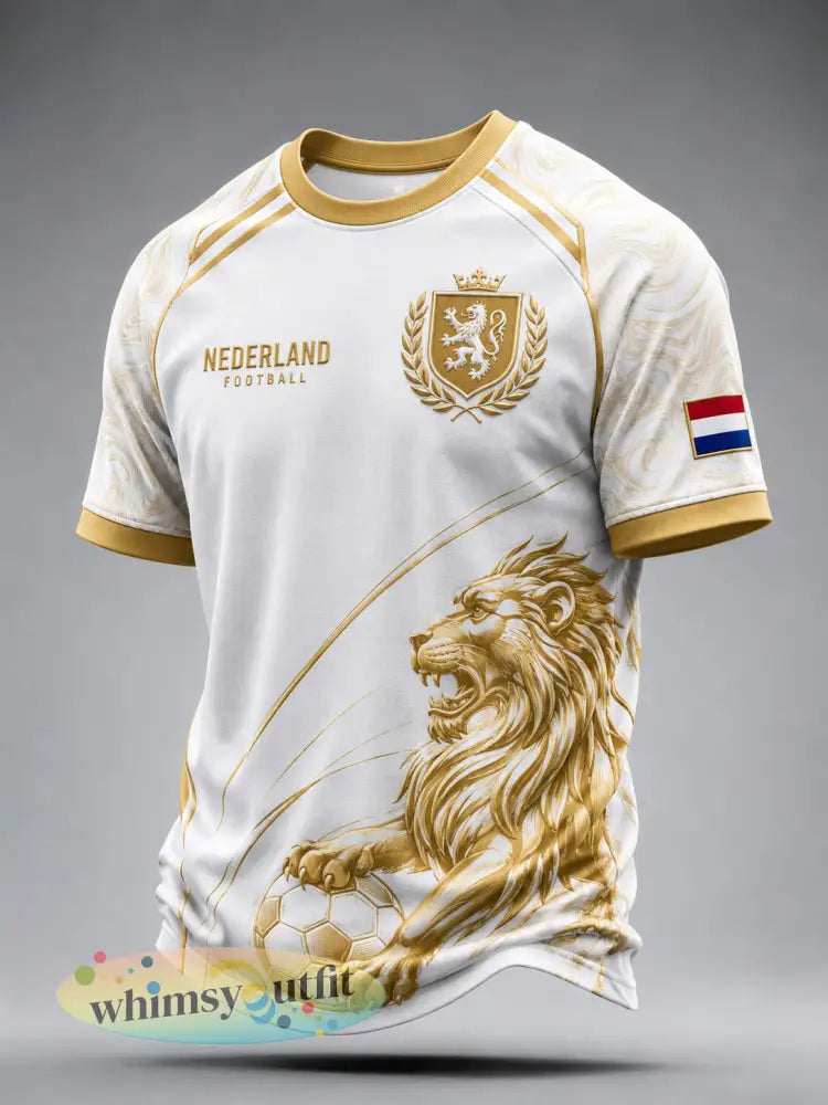 Heren T-shirt met leeuwenprint raglanmouwen en korte mouwen - A / S