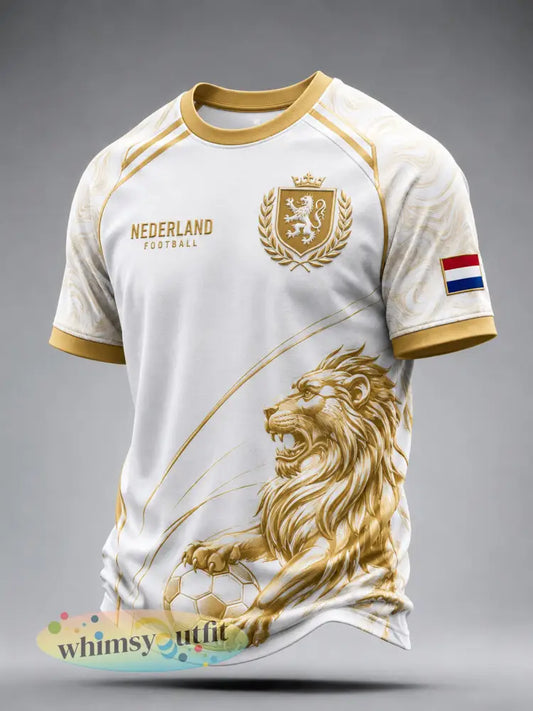 Heren T-shirt met leeuwenprint raglanmouwen en korte mouwen - A / S