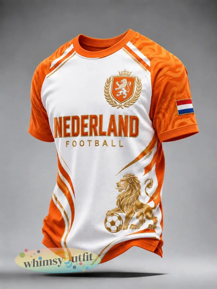 Heren T-shirt met leeuwenprint raglanmouwen en korte mouwen - A / S