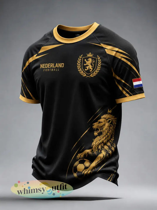 Heren T-shirt met leeuwenprint raglanmouwen en korte mouwen - A / S