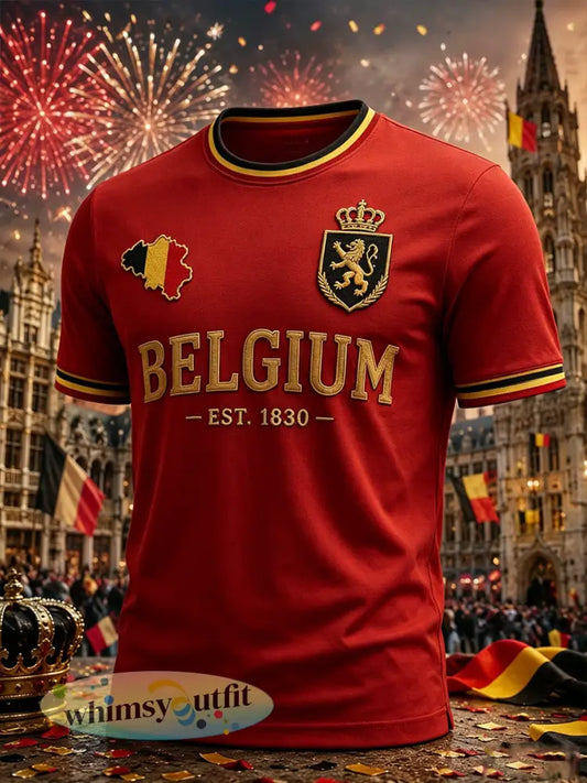 Heren-T-shirt met nationale dagthema en korte mouwen - A / S
