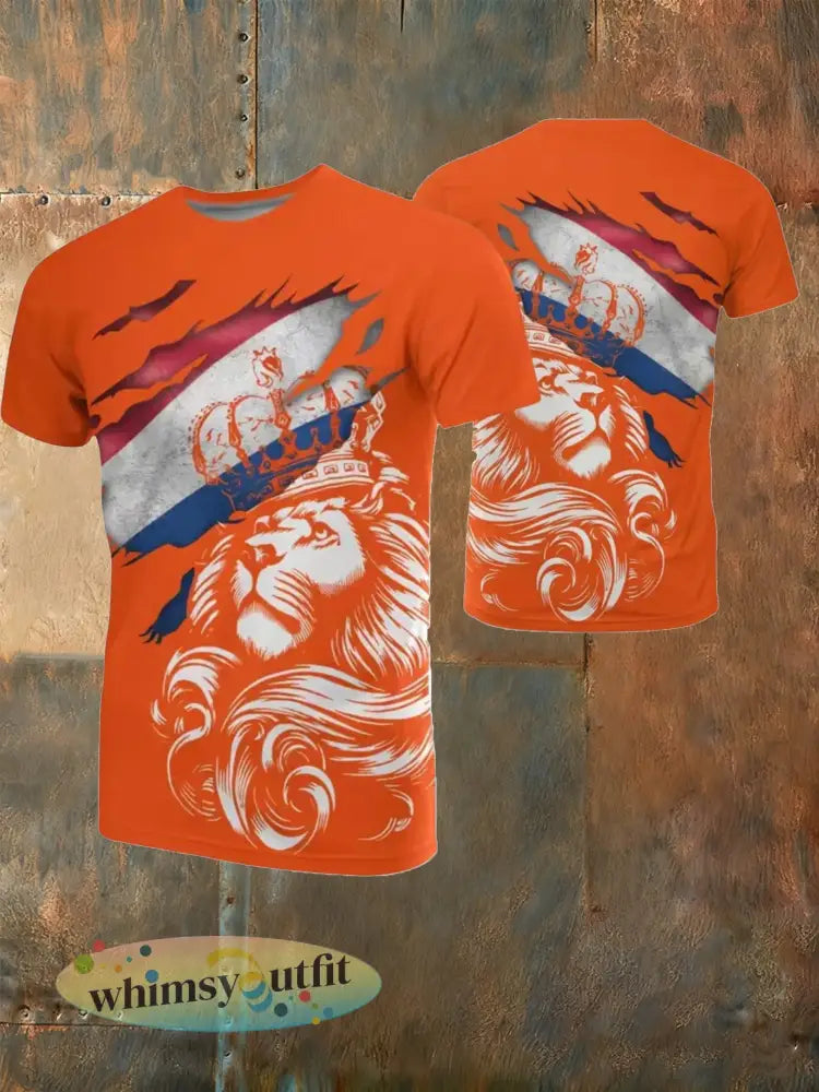Heren T-shirt met Nederlands Koningsdag-thema - A / S