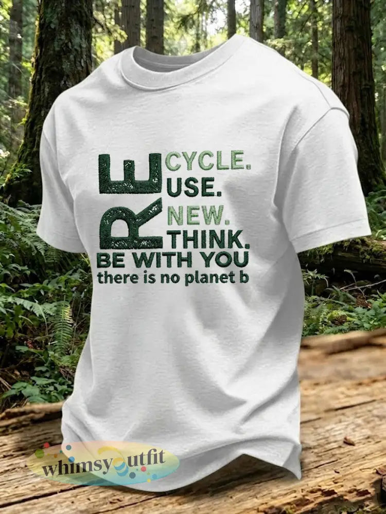 Heren T-shirt met opdruk: There Is No Planet B - Wit / S