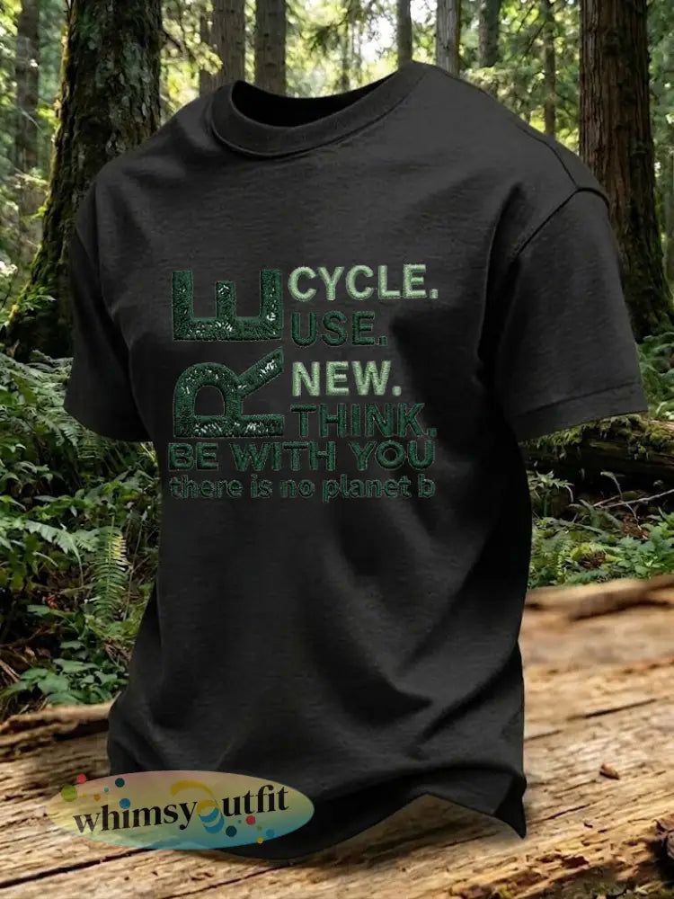Heren T-shirt met opdruk: There Is No Planet B - Zwart / S