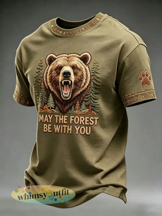 Heren T-shirt met print ’May The Forest Be With You’ casual - als foto / S