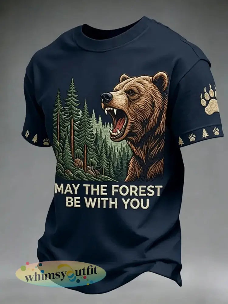 Heren T-shirt met print ’May The Forest Be With You’ casual - als foto / S