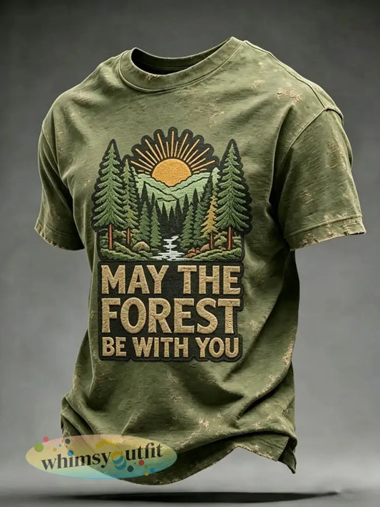 Heren T-shirt met print ’May The Forest Be With You’ casual - als foto / S