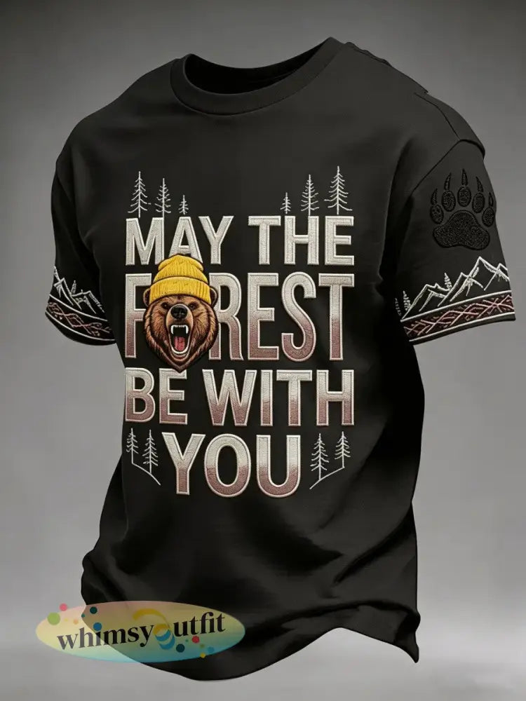 Heren T-shirt met print ’May The Forest Be With You’ casual - als foto / S