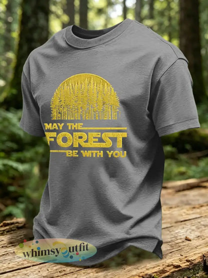 Heren T-shirt met print: May The Forest Be With You - Grijs / S