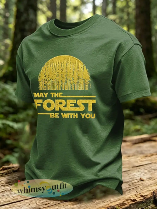 Heren T-shirt met print: May The Forest Be With You - Groen / S