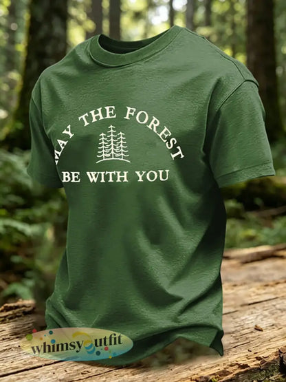 Heren T-shirt met print: May The Forest Be With You - Groen / S