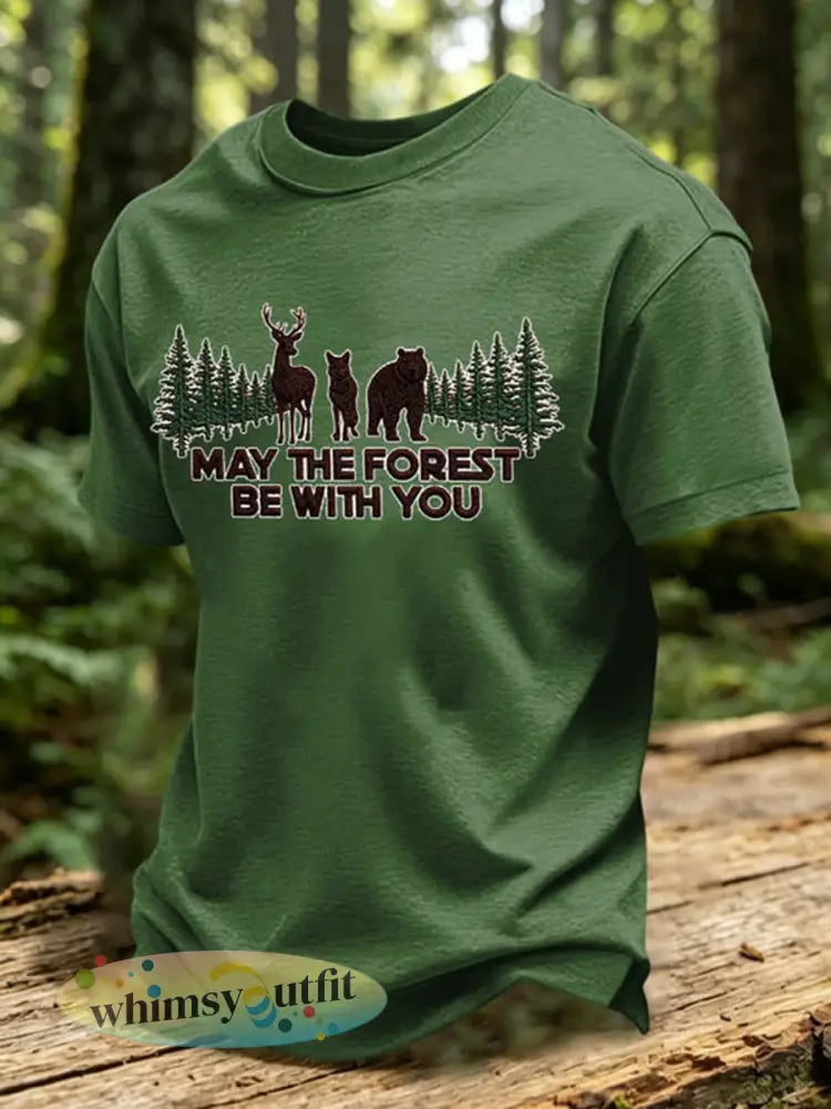 Heren T-shirt met print: May The Forest Be With You - Groen / S