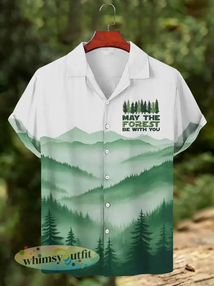 Heren T-shirt met print: May The Forest Be With You - Wit / S