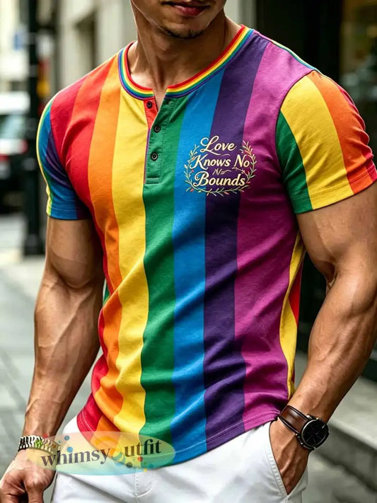 Heren T-shirt met regenboogbloemenprint - als foto / S