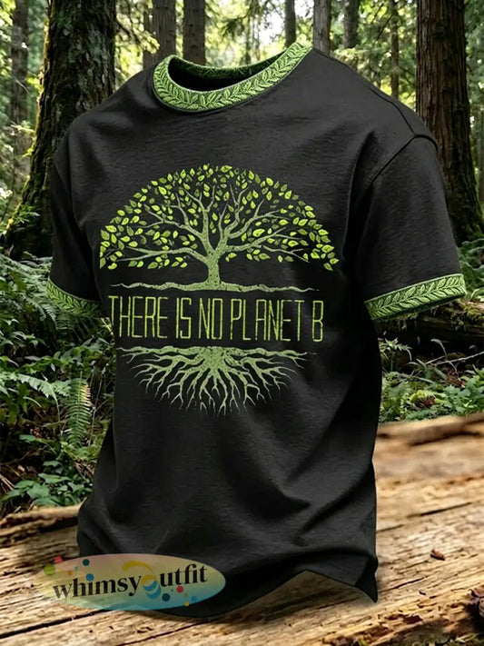 Heren T-shirt ’There Is No Planet B’ met korte mouwen - Zwart / S