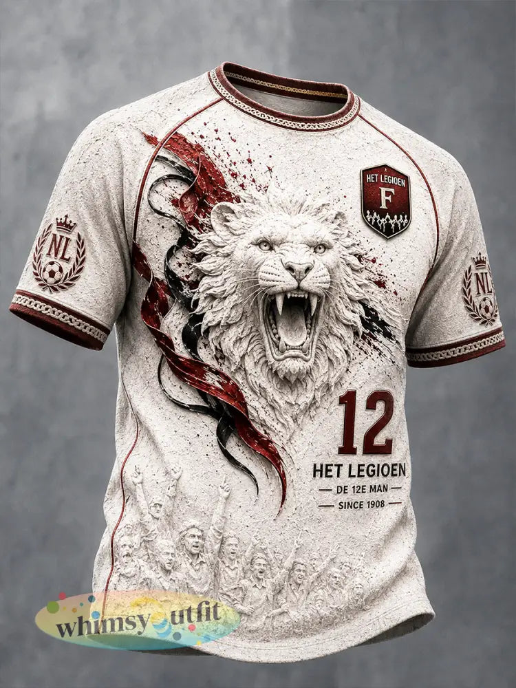 Heren T-shirt van Off-White Nederland FC Feyenoord met leeuwenprint casual stijl - Romig-Wit / S