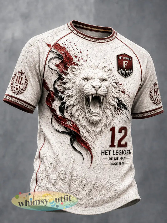Heren T-shirt van Off-White Nederland FC Feyenoord met leeuwenprint casual stijl - Romig-Wit / S