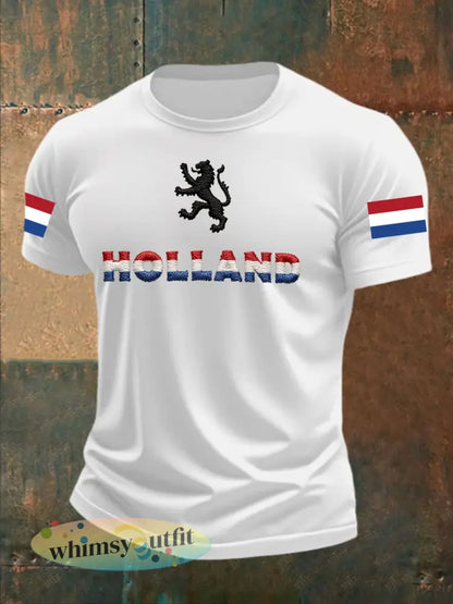 Heren T-shirt voor Koningsdag van katoen met korte mouwen - Wit / S