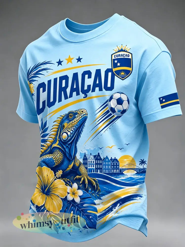 Heren T-shirt voor op vakantie op een eiland casual met korte mouwen en print - A / S