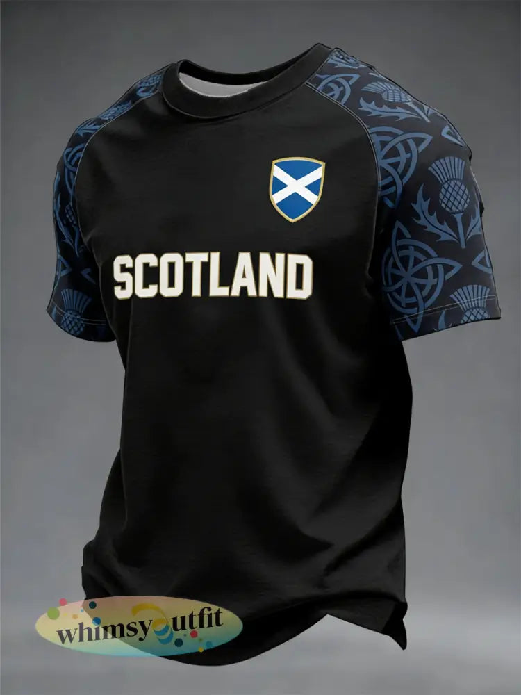 Heren UK Football Lover Schotland Bedrukte T-shirt met korte mouwen - Marineblauw / S
