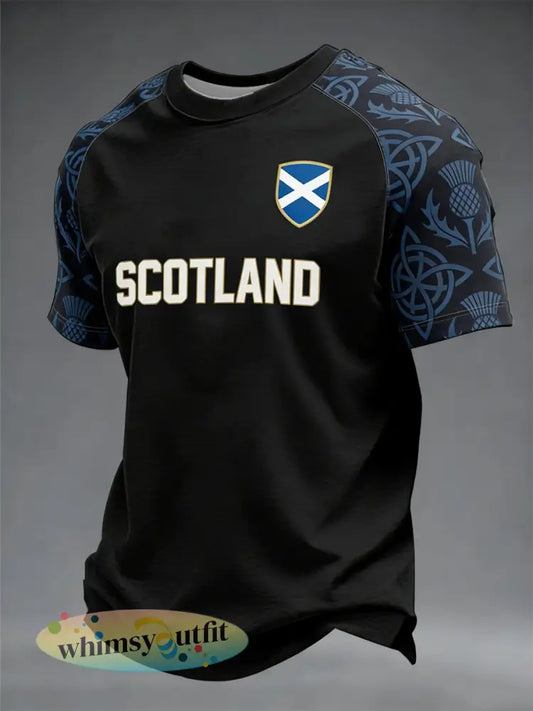 Heren UK Football Lover Schotland Bedrukte T-shirt met korte mouwen - Marineblauw / S