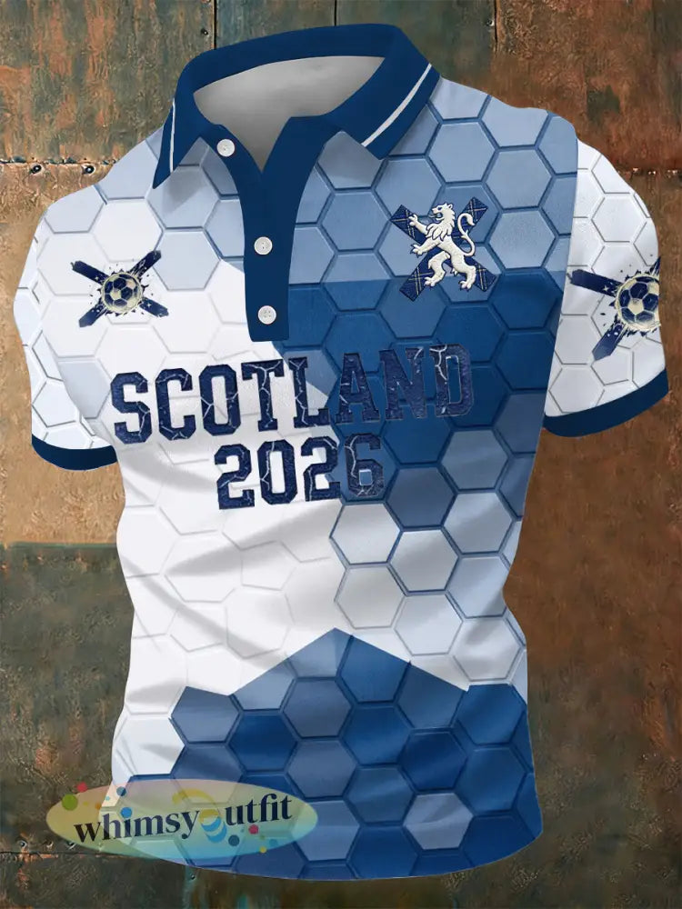 Heren UK voetballiefhebber Schotland bedrukt poloshirt - als foto / S