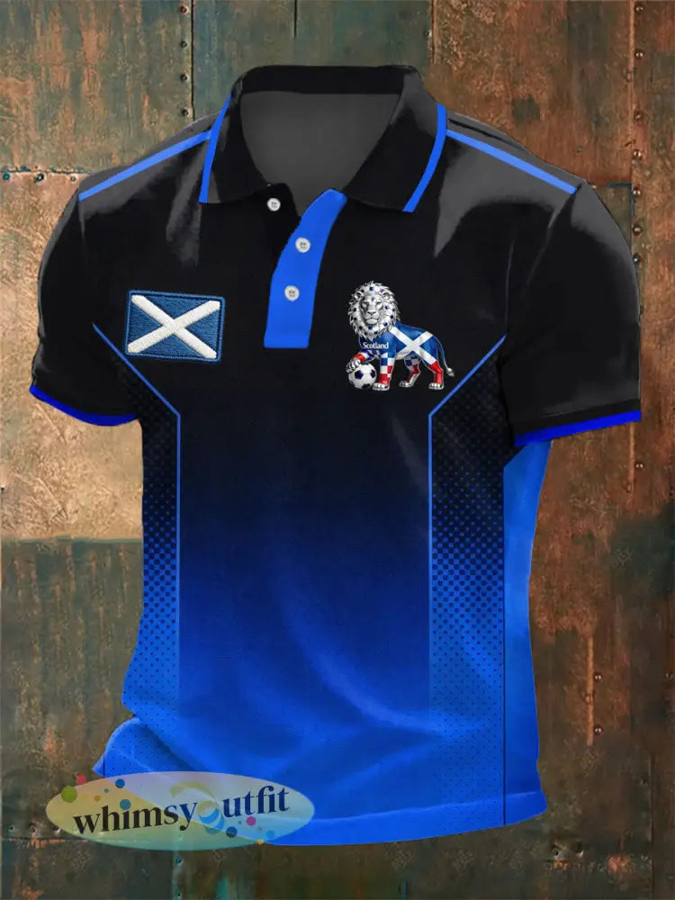 Heren UK voetballiefhebber Schotland bedrukt poloshirt - als foto / S