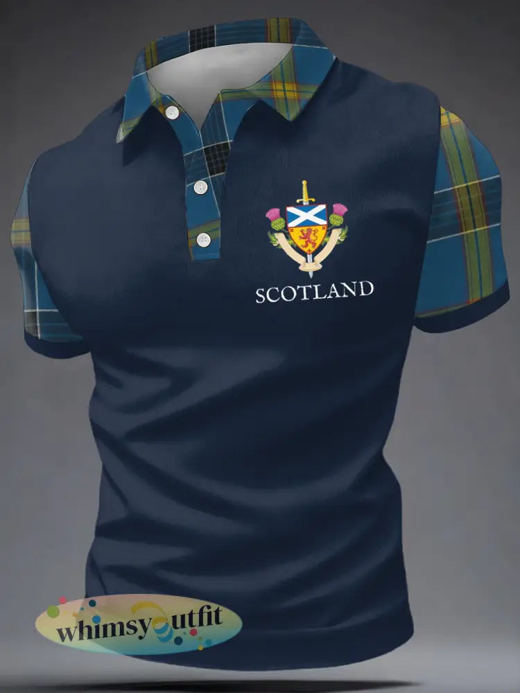 Heren UK voetballiefhebber Schotland bedrukt poloshirt - als foto / S