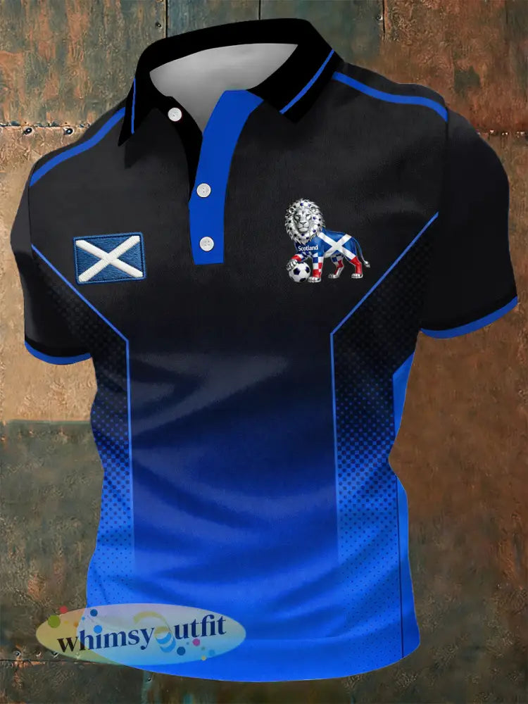 Heren UK voetballiefhebber Schotland bedrukt poloshirt - als foto / S