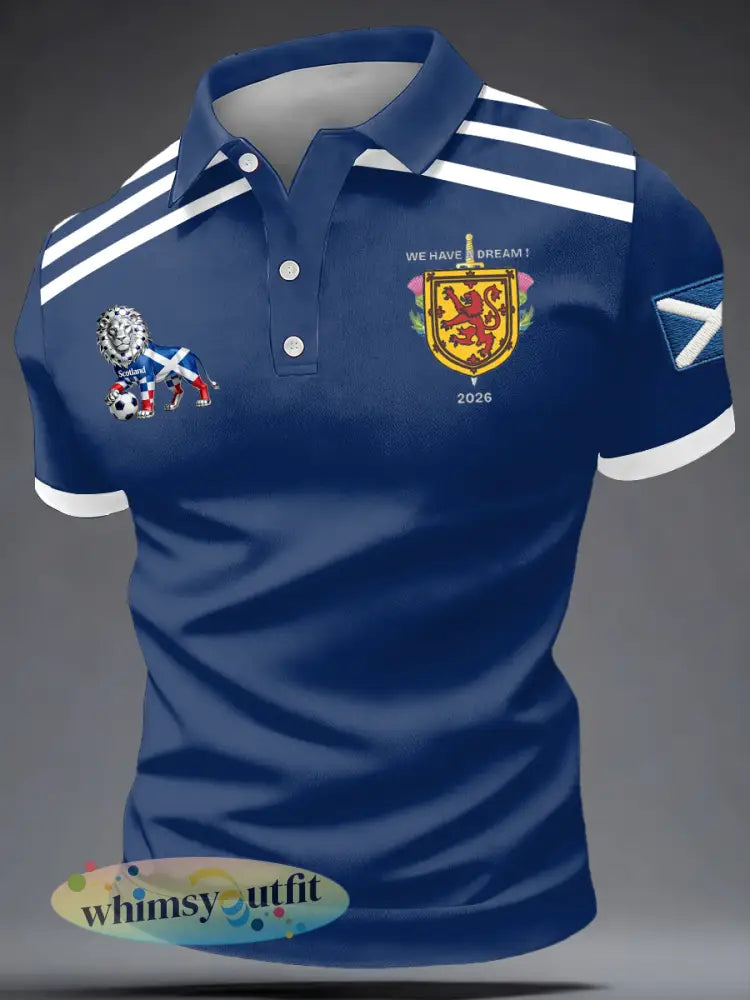 Heren UK voetballiefhebber Schotland bedrukt poloshirt - Marineblauw / S