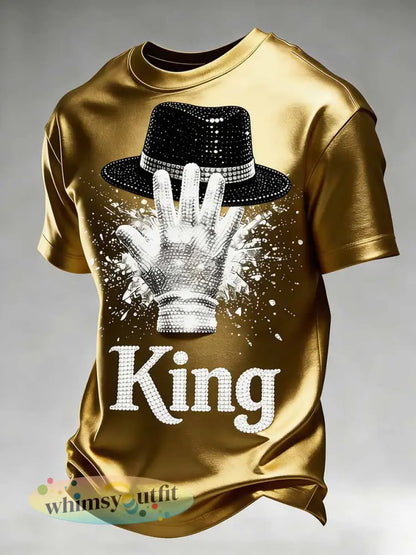 Heren vintage herdenkings-T-shirt met print van de - goud / S