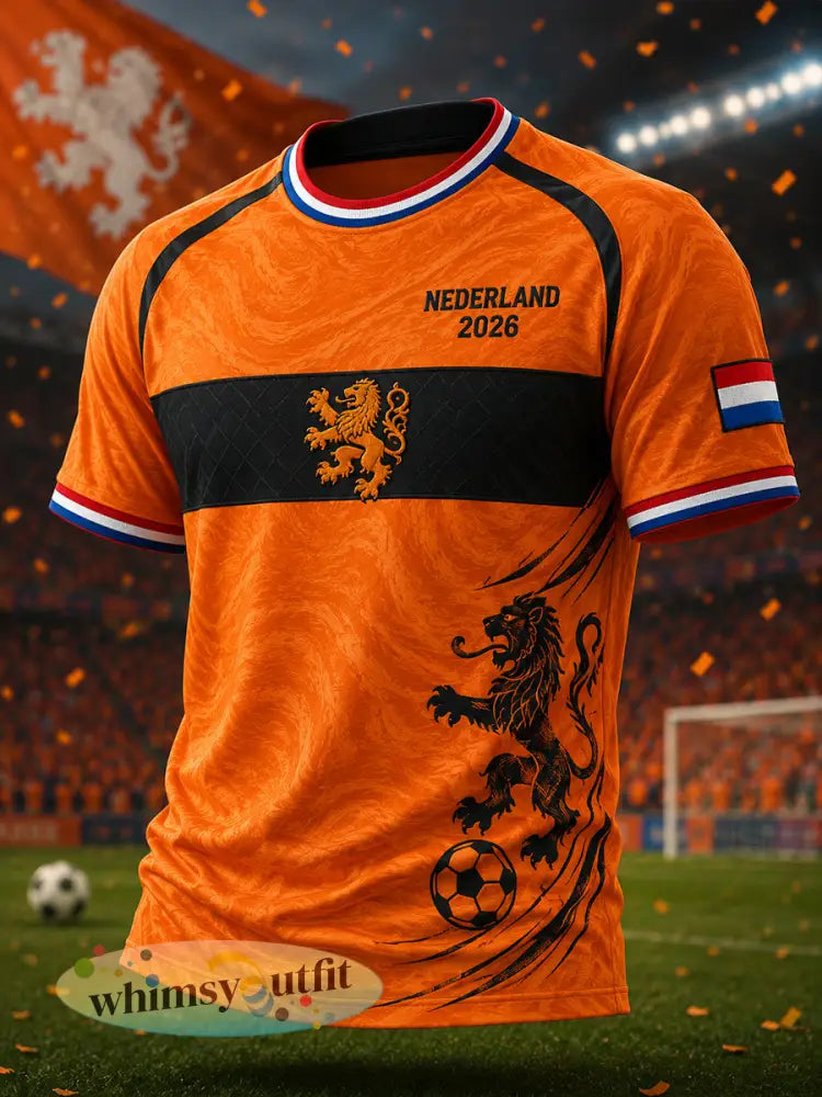 Heren Voetbal Leeuwenprint Raglan mouw T-shirt met korte mouwen - A / S