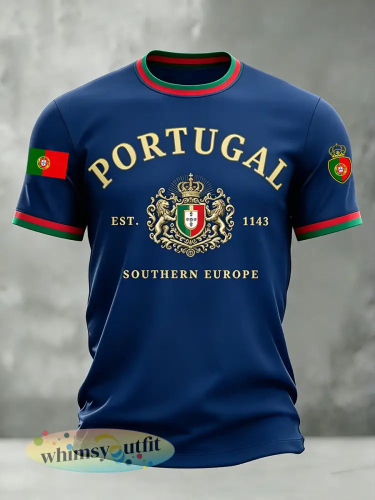Heren voetbal-T-shirt met korte mouwen van Portugal - Marineblauw / S