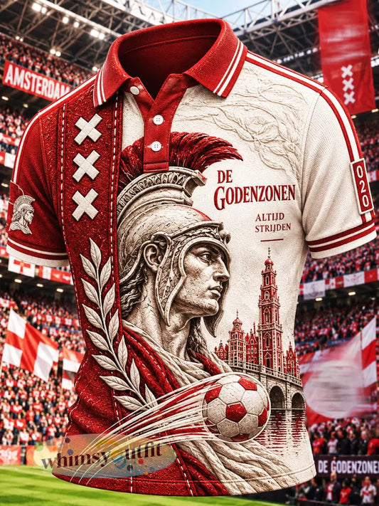 Heren Ajax Amsterdam voetbalpolo met patchworkprint casual model - Veelkleurig / S