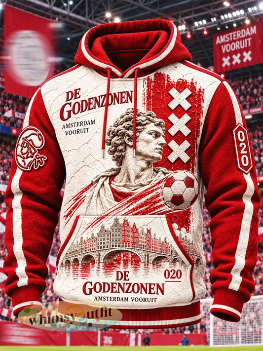 Heren Ajax Amsterdam voetbalprint casual sweatshirt met capuchon - Veelkleurig / S
