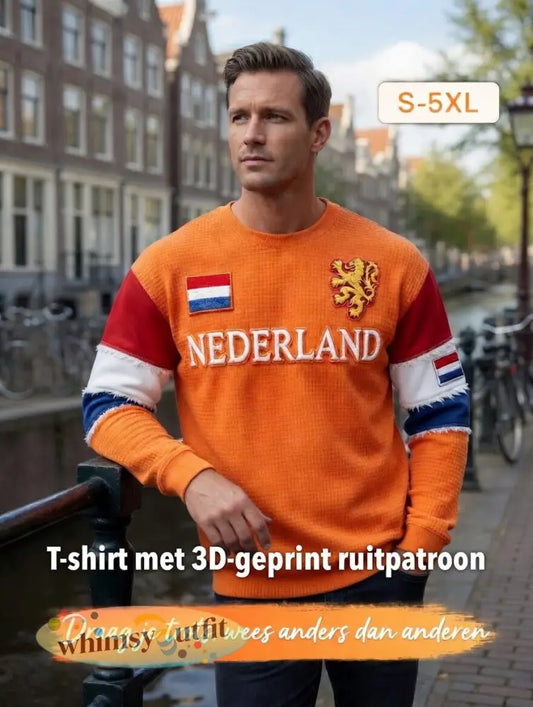 Heren wafel lange mouw T-shirt - Sinaasappel / S