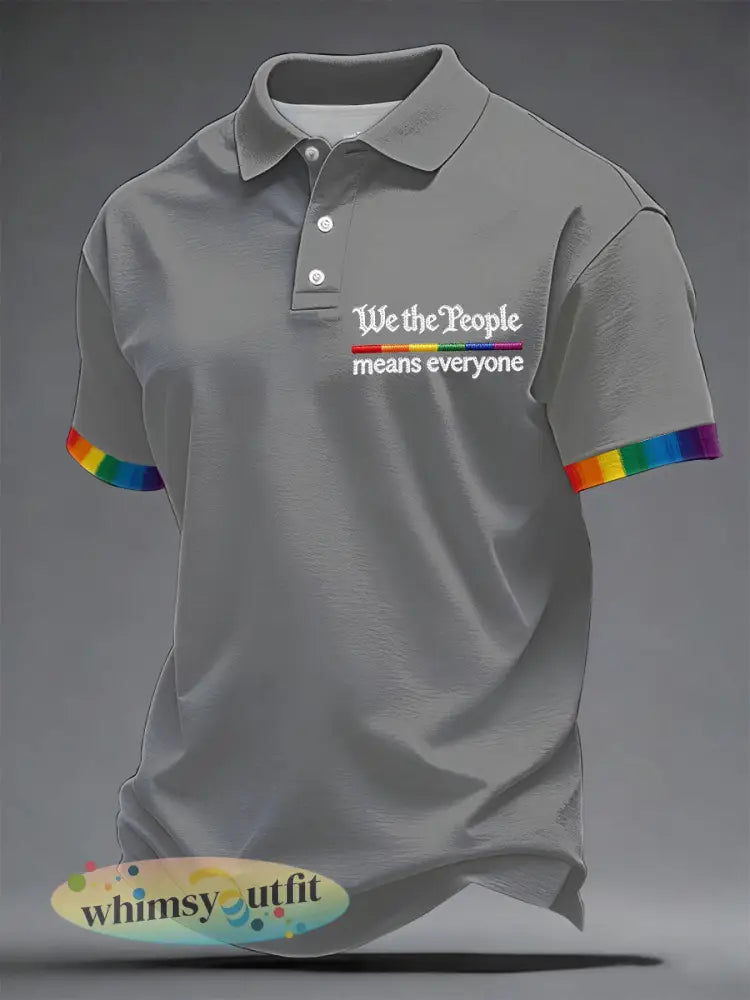 Heren ’We The People Betekent Iedereen’ Bedrukt Casual Top - Grijs / S