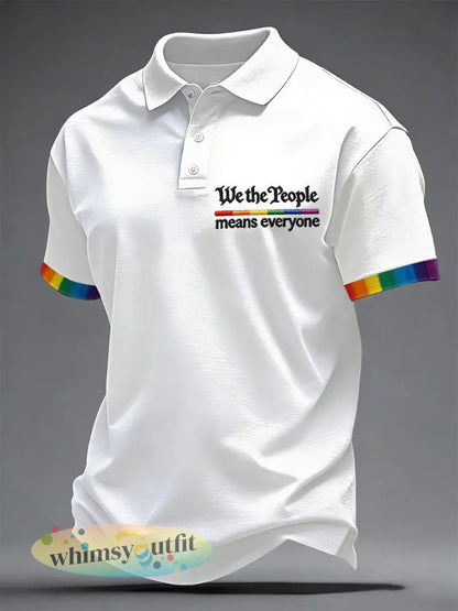 Heren ’We The People Betekent Iedereen’ Bedrukt Casual Top - Wit / S