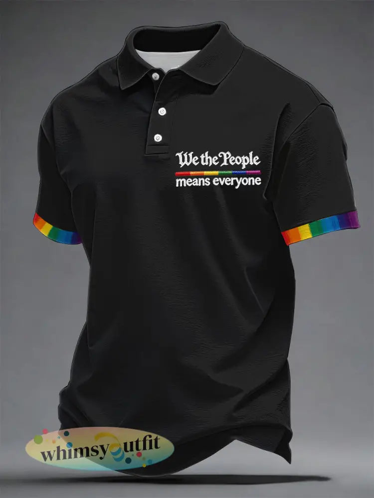 Heren ’We The People Betekent Iedereen’ Bedrukt Casual Top - Zwart / S