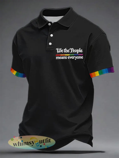 Heren ’We The People Betekent Iedereen’ Bedrukt Casual Top - Zwart / S