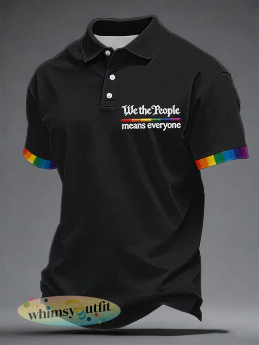 Heren ’We The People Betekent Iedereen’ Bedrukt Casual Top - Zwart / S