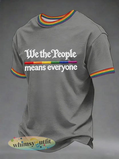 Heren ’We The People Betekent Iedereen’ Gedrukt Casual T-shirt - Grijs / S