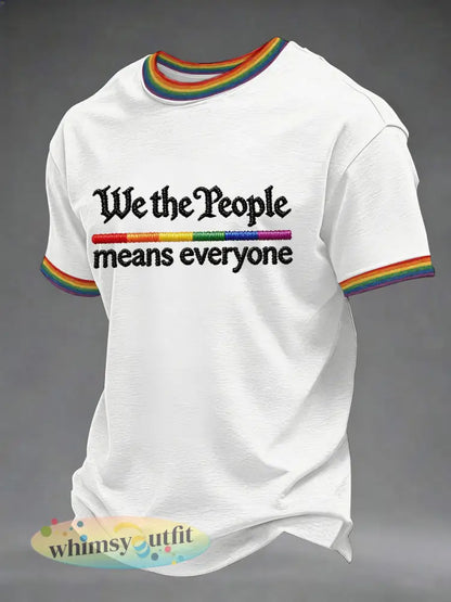 Heren ’We The People Betekent Iedereen’ Gedrukt Casual T-shirt - Wit / S