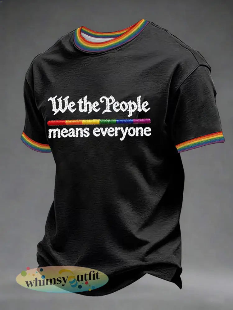 Heren ’We The People Betekent Iedereen’ Gedrukt Casual T-shirt - Zwart / S